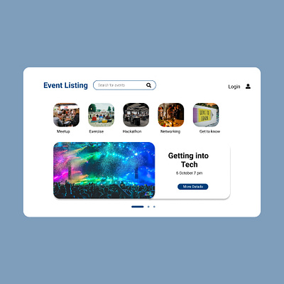 Event Listing design ui
