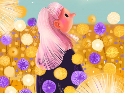 Dandelion character dandelion illustration inktober peachtober plant tree