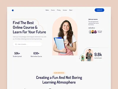 E-Learning Website Design course e learning education edutech edutech design elearning landing page design online course online learning product ui ux web ui webdesign2022 website