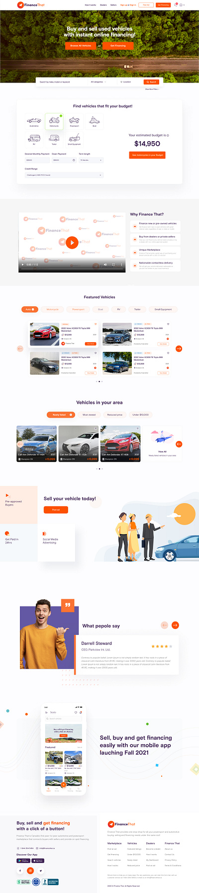 Buy and sell used vehicles with instant online financing car sell page ui car web ui ui ui ux xar sell and buy ui ux