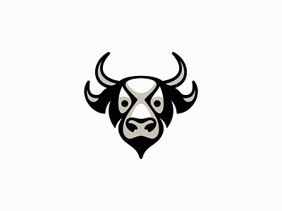 Bull Head Logo angus animal beef branding bull cartoon character cute design farm flat gaming illustration logo mark mascot negative space ox sports vector
