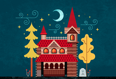 Gothic House abstract adobe illustrator autumn design fall geometric gothic graphic design halloween house illustration mansion moon october pattern spooky texture tomb vector wood