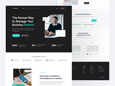 Financial - Landing Page bank banking business design design system dipa inhouse finance financial fintech investment landing page money payment testimonial transaction ui ux wallet web design website