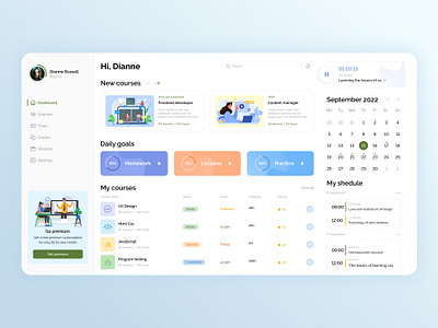 Online courses dashboard courses dashboard education figma ui ux