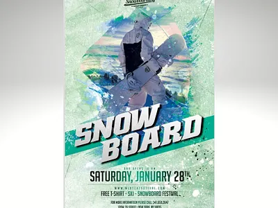 Snowboard Flyer, Poster snowboard sports unique flyer winter