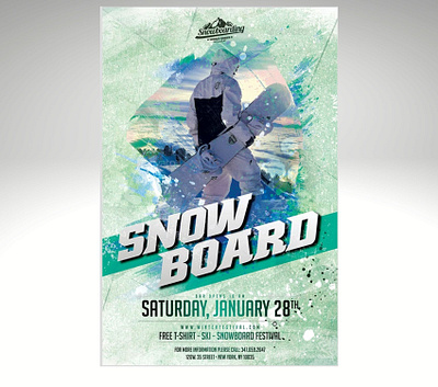 Snowboard Flyer, Poster snowboard sports unique flyer winter