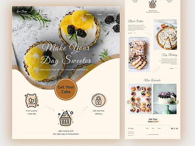 Landing page for a cake shop branding cake cake shop design e commerce figma landing page pastel ui uiux web