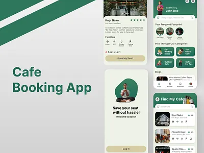 Cafe Booking Mobile App app cafe design interface ui ux