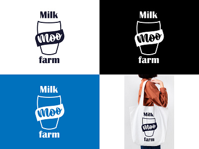 Dairy farm logo branding dairy design farm flat logo milk vector