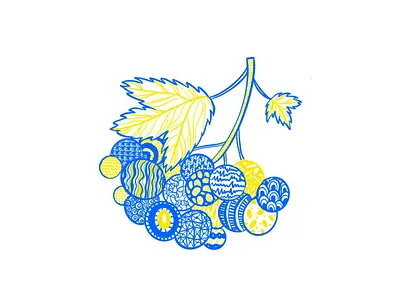 Guelder Rose Ukraine berry blue doodle drawing guelder rose hand drawn handdrawn illustration leaf nature plant procreate sketch stoprussianwar stopwarinukraine ukraine ukraine flag ukrainian viburnum yellow