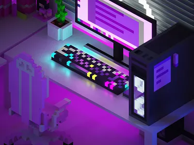 My pinkRoom voxelart 3dgamepad 3droom 3droomsetup blender design ditech illustration magicavoxel voxel voxelart