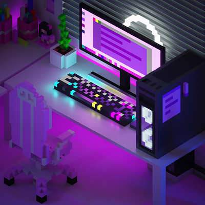 My pinkRoom voxelart 3dgamepad 3droom 3droomsetup blender design ditech illustration magicavoxel voxel voxelart