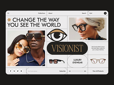 VISIONIST - Luxury eyewear concept design desktop e commerce eyewear eyewear store fashion glasses graphic design layout minimal online store optics shop typography ui ux visual web website