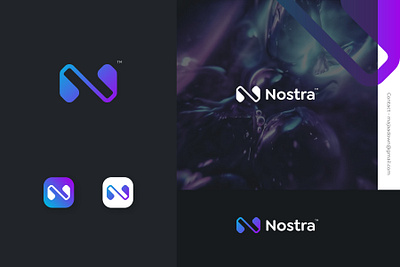 Nostra Metaverse N letter logo app branding graphic design lettermark logo meta minimal n nestra simple trendy unused