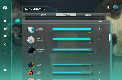 DailyUI 19 - Leaderboard app design gamedesign gaming glassmorphism motion graphics product design ui ux