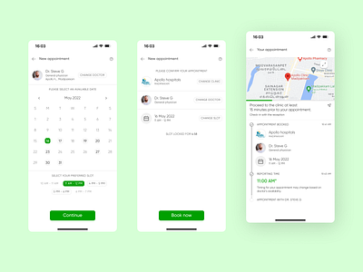 Appointment booking flow appoint appointment booking calendar clinic design flat graphic design green journey map minimal motion graphics ninto patient ticket ui user flow ux vector