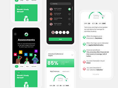 College Quizzes educational mobile ui