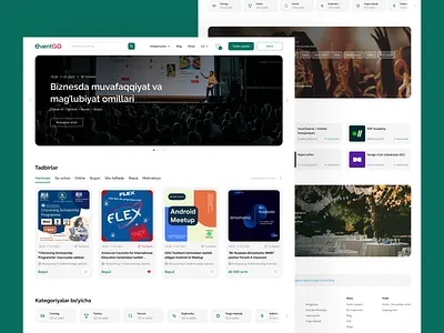 Event listing website | Home page clean design event green ui ux web design