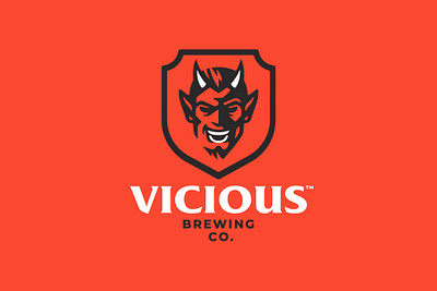 Vicious Brewing CO. (Up for sale) beer beer logo branding brewery design devil devil logo illustration logo mascot mascot logo satan satan logo vector