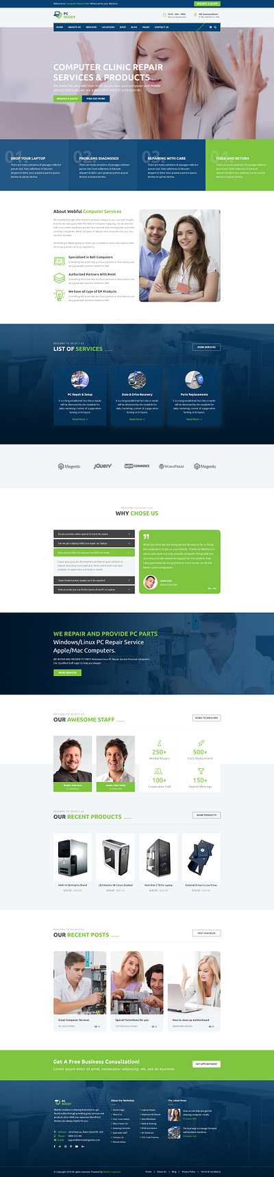 PcBuddy – Computer Repair PSD Template computer business graphic design photoshop repairing design services shop web design website design