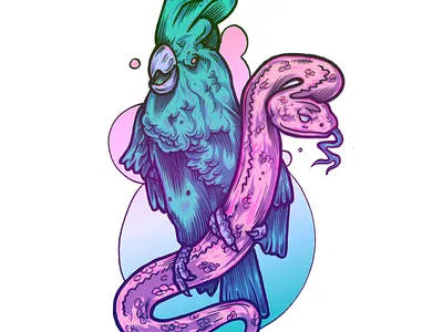 Aurora Zoo 80s art artwork bird cartoon design drawing illustration ink inking poster art print retro sketch