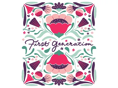 First-Generation Latine colorful digital floral illustration pattern repeat talavera