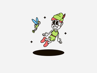 Peter Pan 2d bicolor branding bright cartoon character clean colorful design fun illustration linear logo minimal