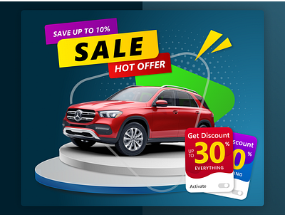 Automotive Website Banner Element automotive baner coupon discount posting promo slider social media banner social post