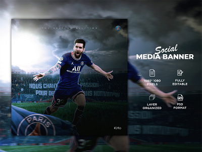 Lionel Messi - PSG Poster Design graphic design lionel messi messi paris saint germain poster psg social media poster