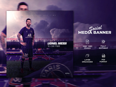 Lionel Messi - PSG Poster Design graphic design lionel messi messi paris saint germain poster psg social media poster