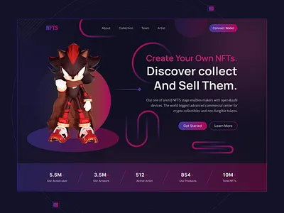 NFT Landing Page Design 3d bitcoin cryptoart cryptocurrency dark graphic design metaverse nft nft landing page nftmarketplace nfts studio token ui design ui ux uiux ux design website website design