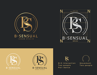 Gold lettering logo / Monogram black dance studio gold letering logo lettering logo monogram logo typeface logo