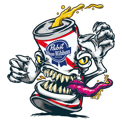 Pabst Blue Ribbon Can Monster beer creature monster pabst blue ribbon