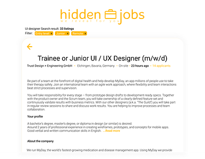 Daily UI: DAY 50 Job Listing branding design graphic design illustration logo ui ux