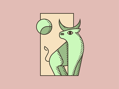 Ox & Sun animal bull color block cow geometric hatch horns illustration linework ox sun western