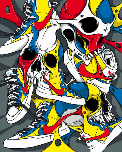 Sacai x Nike Blazer dark blue red Skulls blazer nike sacai skull sneakerart sneakerhead