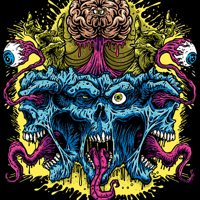 Triple Skulls horror killswitch engage merchandise metal skull zombie