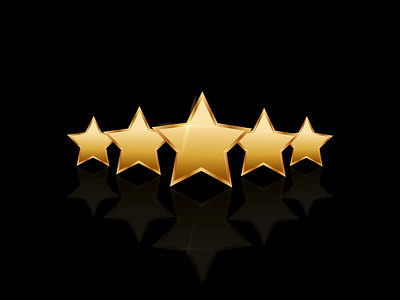 Five gold stars on a black background. black background five stars golden star illustration