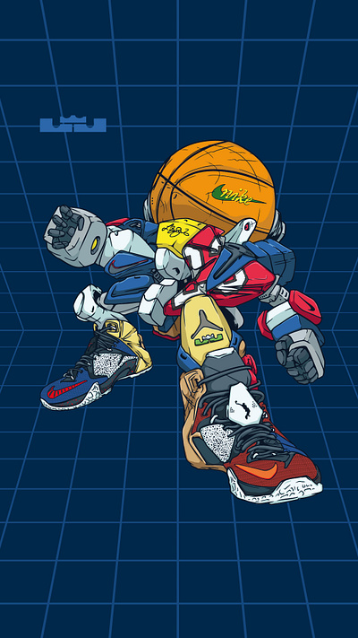 Lebron Jame Nike Sneakers Merch lebron james mech nba nike robot sneaker art sneakerhead
