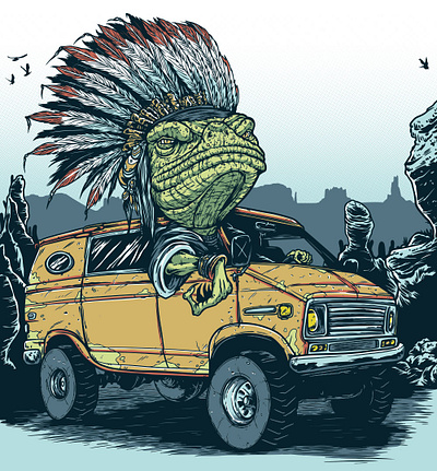 Desert Van Lizard Chief desert indian chief lizar metal stoner van