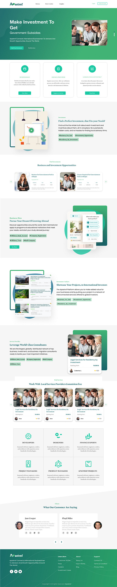 Investment App Landing Page apastrof financial financial web ui ux green background ui ui designux ui ux ui ux money ui web web bank