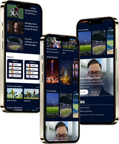 Landing page for the FIFA website. design ui