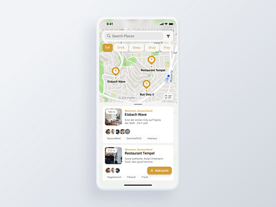 Nearby places finder app cafe design finder hotel map mobile nearby places travel ui ux