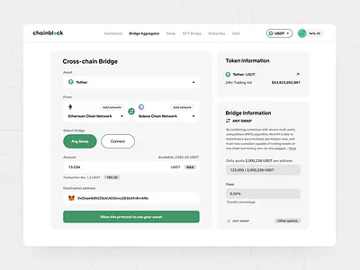 Cross-chain bridge app blockchain crypto dashboard design nft ui uidesign ux website