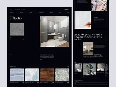 Marmur Tile Shop dark landing page shop tile ui ux