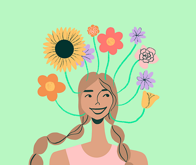 Growth mindset girl cute figma flowers growth mindset hand drawn happy illustration procreate