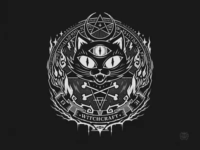 Witchcraft cartoon cat design halloween illustration t shirt tee vector witch