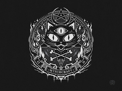 Witchcraft cartoon cat design halloween illustration t shirt tee vector witch