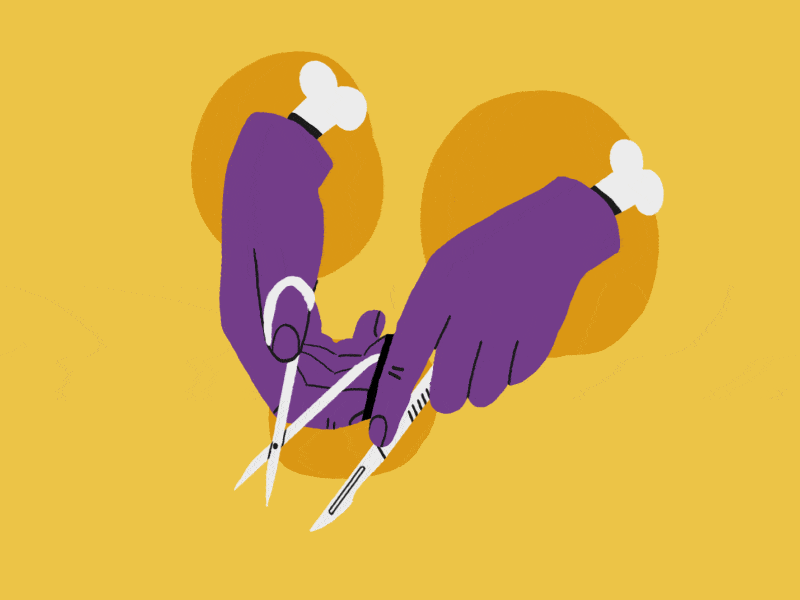 Motiontober #01 - Scalpel 2d after effects animation bones design hands illustration mograph motion design motion graphics ribbon scalpel scissors stars