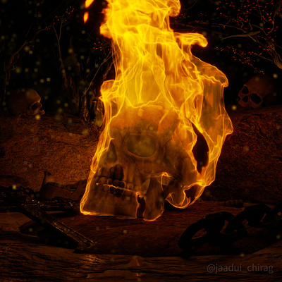 Skull on Fire 3d 3dart 3ddesign 3dillustration art blender3d branding cinema4d design graphic design illustration logo nft nftart ui